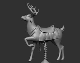 cervo cavalcata giostra allegro arte animale scultura statua poligono deco sculture divertimento parco renna Natale slitta 3d print model - Mito3D