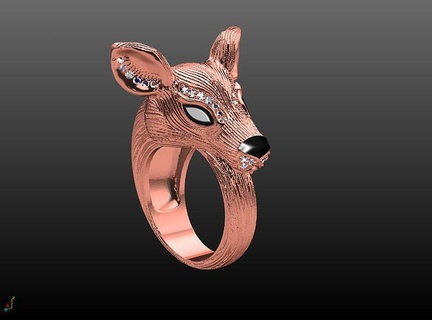 deer ring art cute sculptures eye animal animals jewelry rings 3d print model - Mito3D
