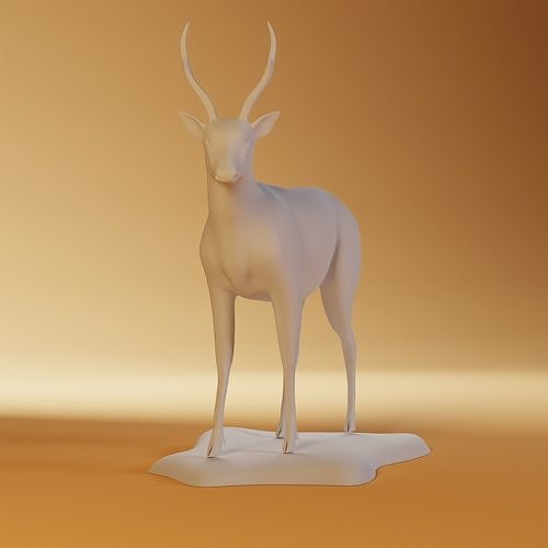 deer statue land animal decoration model 3d sculture mammal base horn print printable file blender house decor 3D print model - Mito3D