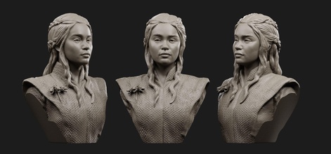 targaryen portrait sculpture femme statue figurine mère of dragons art sculptures 3d print model - Mito3D