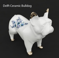 delft ceramic bulldog dog statuette decoration first model house accessories porcelain boxer land mammal hound 3d print model - Mito3D