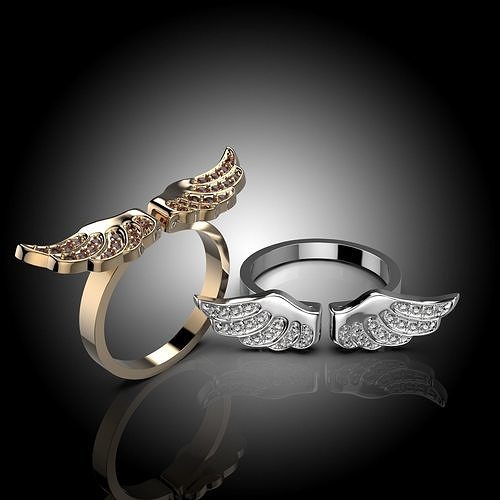 zart Engel Flügel Ring Schmuck Gold Silber cnc 3dprinted Mode Design druckbar Zeichen drucken Drucken Prototyp entwickeln Ringe Diamanten 3D print model - Mito3D