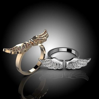 delicato angelo Ali squillare gioielleria oro argento cnc 3dprinted moda design stampabile segni Stampa stampa prototipazione anelli diamanti 3d print model - Mito3D