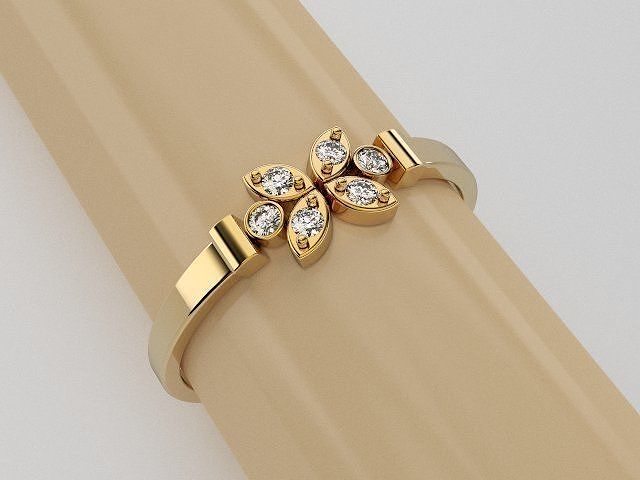 delicado diamante anel Casamento ouro joalheria arte leve argolas 3D print model - Mito3D