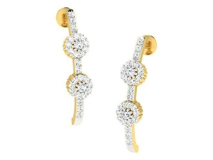 delicate fine diamond earrings earring hoop 3dmodel cad jewelry usa canada diamonds emerald 3dprinting 3d women silver jewel 3d print model - Mito3D