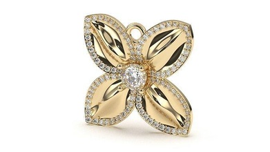 zart blume diamanten anhänger schmuck druckbar 3d diamant juwel halskette brillant platin gold silber design klassisch 3d print model - Mito3D