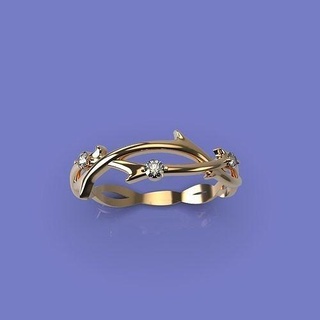 delicado anillo agraciado ramita diamantes joyería joya oro plata cnc 3dprinted Moda diseño imprimible impresión prototipos anillos 3d print model - Mito3D