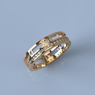 delicado anillo romano numerales joyería joya oro plata cnc 3dprinted Moda diseño imprimible señales impresión prototipos anillos diamantes 3d print model - Mito3D