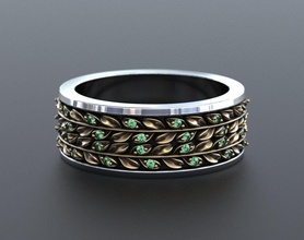 delicato anello di nozze foglie diamanti gioielli 3dprinted il design moda oro d'oro gioiello stampa printabl stampabile la prototipazione anelli argento matrimonio i 3d print model - Mito3D