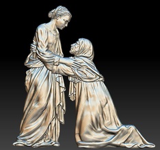 della robbia luca visitation pistoia - relief 2019 saint virgin icon mary sculptures art 3d print model - Mito3D