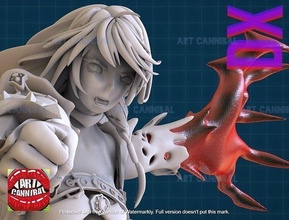 deluxe demon cursed pirate assassin character statue jrpg anime hand sword woman girl ragged action 3d print bladed weapon printable cannibal long hair art sculptures 3d print model - Mito3D
