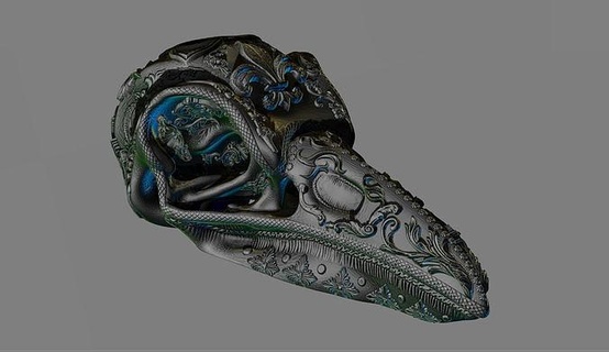 deluxe ornamental bird skull art sculptures design retro vintage antique old house decor 3d print model - Mito3D