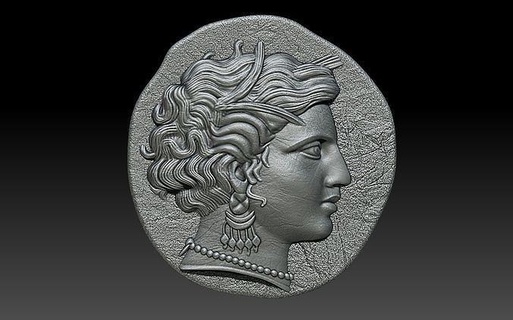 Déméter monnaie argent or zbrush Humain espace ancien Athéna bijoux 3d print model - Mito3D