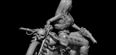 demone motociclista scultura donna sexy moto corpo arte sculture 3d print model - Mito3D