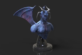 demonio azul buste 3dprint escultura Arte artístico estatua juegos juguetes 3d print model - Mito3D