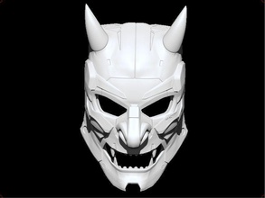 demone cyberoni maschera oni cyberdemon giappone msak casco corna 3dshophelmet airsoft cosplay giochi giocattoli accessori gioco samurai satana diavolo male lucifero 3d print model - Mito3D