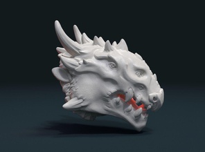 demon dragon head Kunst inferno Dämon Kreatur Teufel satan Kopf fang monster schrecklich Skulpturen 3d print model - Mito3D