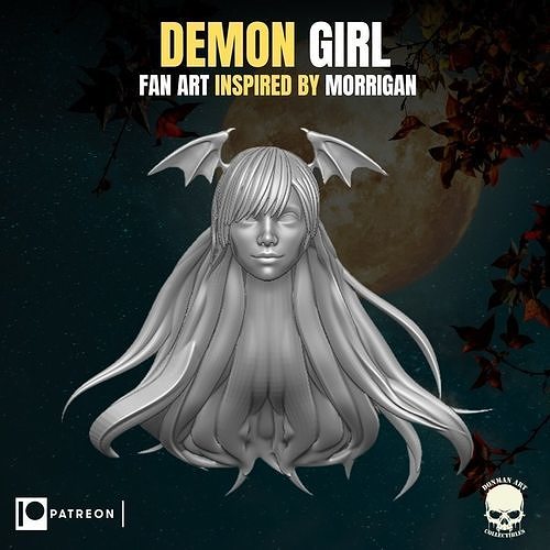 demon girl fan art head inspired by morrigan action figures figure marvel legends gi joe classified mezco games toys 3D print model - Mito3D