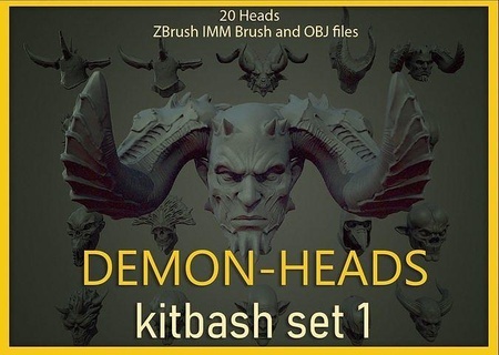 demon head kitbash imm vol 1 heads zbrush blender highres obj 3dsmax maya c4d games toys 3d print model - Mito3D