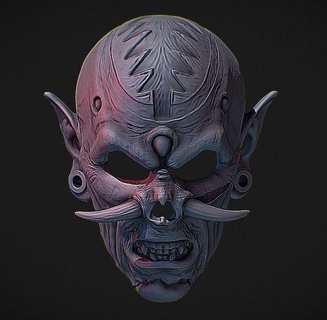 Dämon Maske dämonisch Teufel Halloween 3dmask 3dprintable Monster Kreatur Charakter Fantasie böse Satan Gesicht Kunst Skulpturen 3d print model - Mito3D