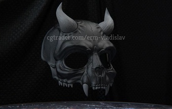 demon skull scary mask cosplay face head art fashion cover print printable halloween skeleton sculptures spooky 3dprint hobby diy 3d print model - Mito3D