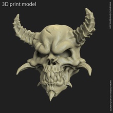 skull ring jewelry demon vol1 biker organic horns devil evil nails jewel ornament silver gold angry skeleton human head creature beast teeth rider mythical rings 3d print model - Mito3D