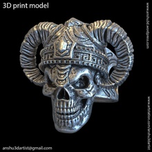 cráneo anillo joyería joya demonio vol4 motociclista gótico punk guerrero vikingo ornamento cabeza orgánico céltico egipcio antiguo casco diablo anillos 3d print model - Mito3D