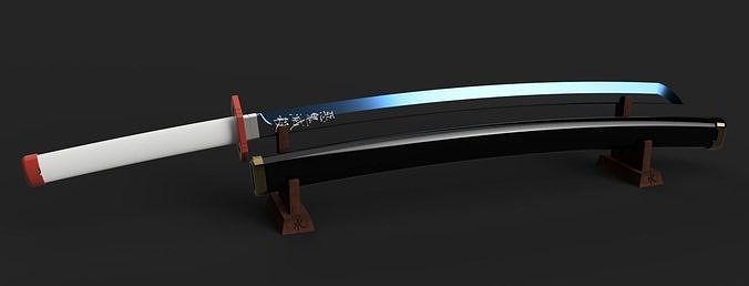 demon slayer kimetsu no yaiba - giyu tomioka katana scabbard demonslayer kimetsunoyaiba cosplay giyutomioka anime prop cosplayprop sword replica japan demonslayerkimetsunoyaiba replicaprop stl 3dprintmodel manga kny samurai bladed weapon games toys 3D print model - Mito3D