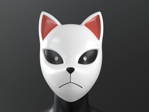 demonio asesino kimetsu yaiba manga espada anime persona máscara dibujos animados gaiden víspera santos cara gato personaje pasatiempo bricolaje diy 3d print model - Mito3D
