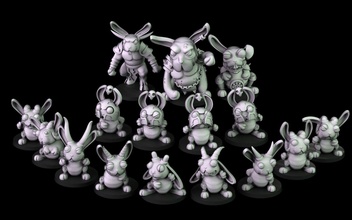 demoníaco conejos equipo conejo loco mal demonios mascota gracioso fantasía fútbol sangre cuenco caos elegido juego mesa conejito presupuesto chitubox dibujos animados juegos juguetes tablero 3d print model - Mito3D