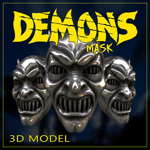 iblisler maske iblis krom korku akan gümüş Sanat heykeller 3D print model - Mito3D