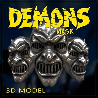 demoni maschera demoni demone cromo maschera orrore argento fluente arte sculture 3d print model - Mito3D