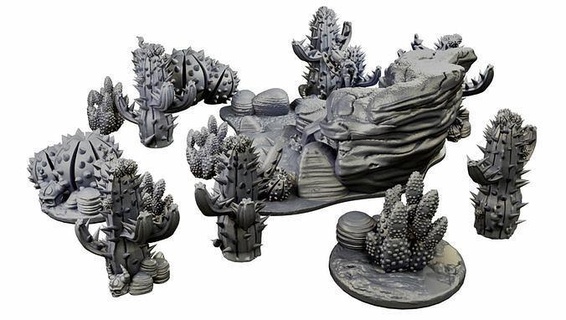 çöl kaktüs arazi Ayarlamak masaüstü oyunlar 3d baskı dnd ttrpg Warhammer vaha yazdırılabilir Sigmar Zindanlar ejderhalar 3dprint bitkiler oyuncaklar 3d print model - Mito3D