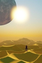 désert environnement coucher soleil aube soleil ciel nature dune paysage sable science 3d print model - Mito3D