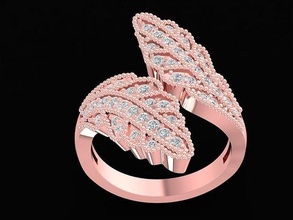 design diamond leaves ring 3135 jewelry fashion accessories gold woman women rings 3d print model - Mito3D