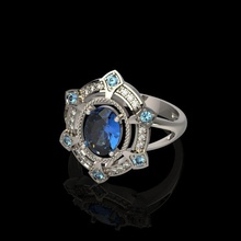 women ring gems 3dm stl vintage diamond engagement gem gold jewel jewelry jewellery printable silver stone wedding rings 3d print model - Mito3D