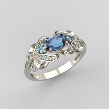 tasarım yüzük elmas Safir takı parlak nişan gem altın mücevher Gümüş yüzüğü taş düğün 3d print model - Mito3D