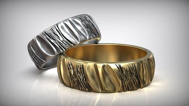 Designer Kunst Gold Hochzeit Band Ring gestalten modern Deko Schmuck Engagement feiern Sterling Silber zeitgenössisch stilvoll Luxus Design 3d print model - Mito3D