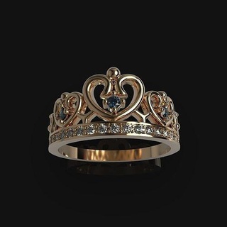 diseñador corona anillo diamantes joyería joya oro plata cnc 3dprinted Moda diseño imprimible señales impresión prototipos anillos 3d print model - Mito3D