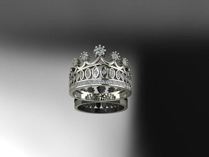designer crown ring diamonds jewelry gold silver cnc 3dprinted jewellery fashion design printable signs ring jewel print printabl printing prototyping rings  diamonds 3d print model - Mito3D