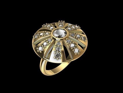 designer diamant bague bijoux imprimable art déco mode engagement élégant déclaration anneaux 3d print model - Mito3D