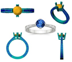 tasarımcı nişan yüzüğü takı 1ct solitairering solitaire moda highjewellery lüks mücevher elmas bayanlar platin karat düğün altın Safir gem yüzük 3d print model - Mito3D