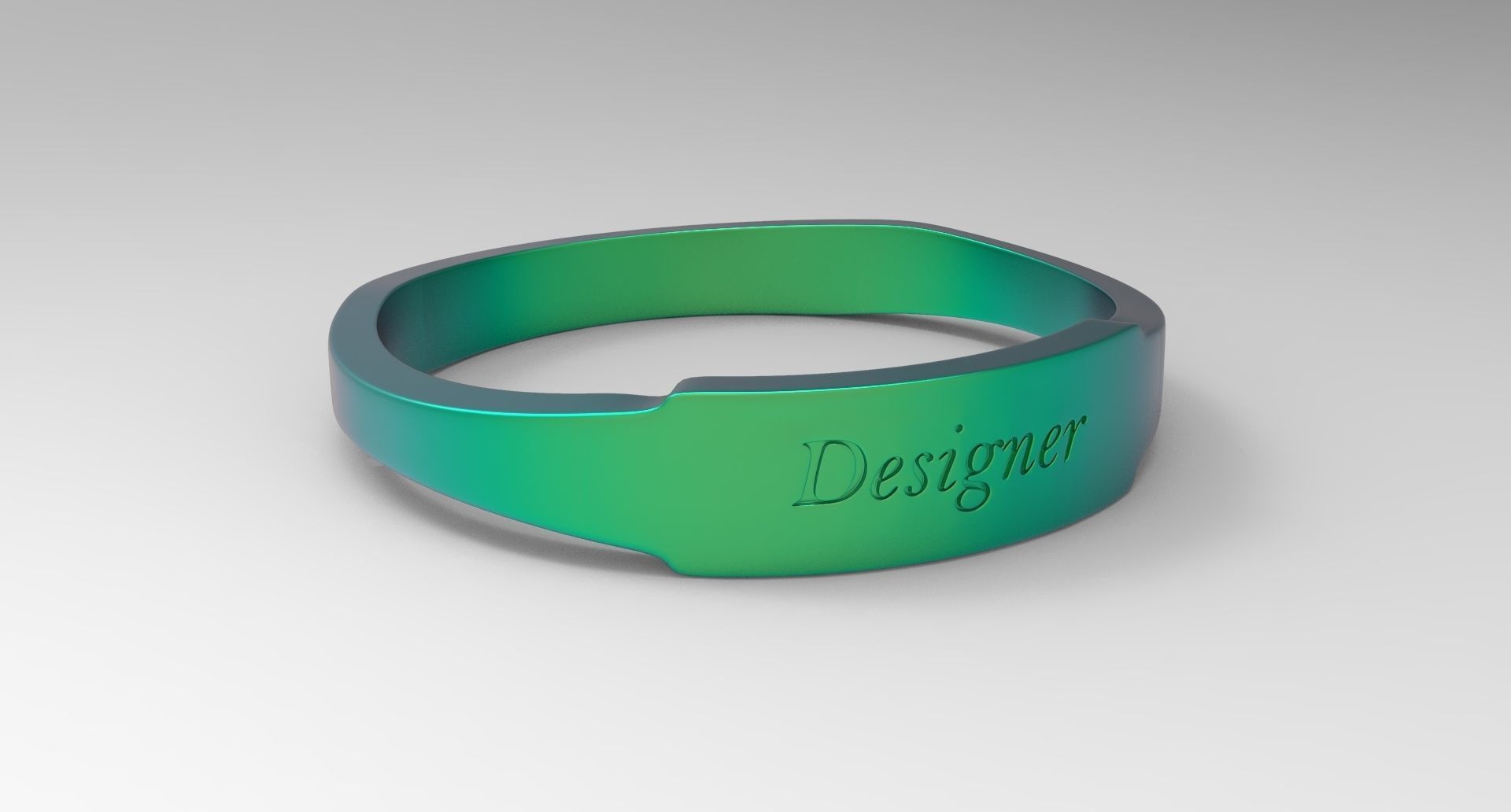 designer fêmea anel verde moda Projeto moderno brilhando dedo gravado texto joalheria Fonte argolas 3D print model - Mito3D