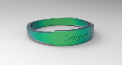 designer female ring green fashion design modern shining finger engraved text jewelry font rings 3d print model - Mito3D