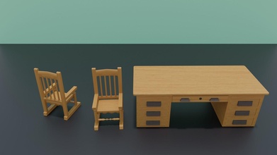 escrivaninha cadeira 3d modelo madeira tabela escritório jogos brinquedos 3d print model - Mito3D