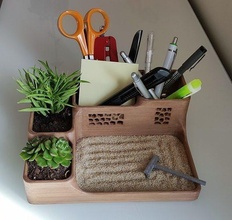 desk zen garden wood house business flower plant cactus interior sand decor 3d print model - Mito3D