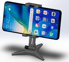 desktop smartphone stand 3d print holder support diy display electronic rotable 360 nob bracket arm pla abs model hobby mechanical parts 3d print model - Mito3D