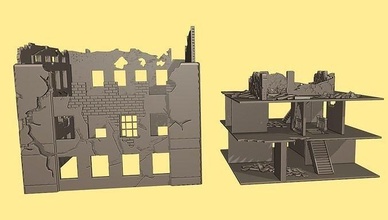 destroyed building 3 floor 28 city bombed tabletop wargame ruin ruined diorama bomb fantasy warhammer w40k defence barricade town russian ww2 ww1 games toys game accessories 3d print model - Mito3D