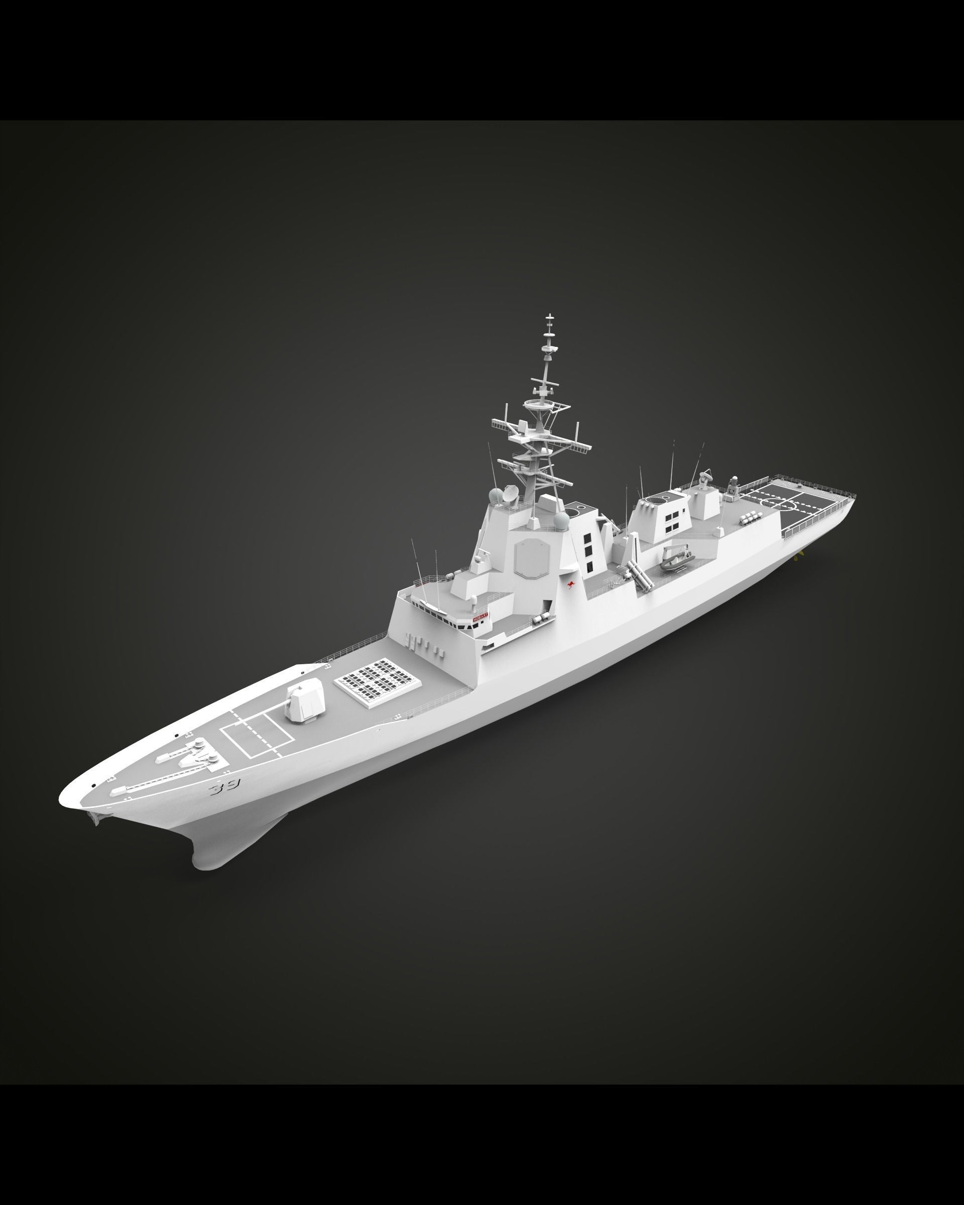 destructor embarcacion 3d impreso hobart clase buque geométrico forma barco fragata corbeta mar embarcación naval marina náutico crucero pasatiempo bricolaje diy 3D print model - Mito3D