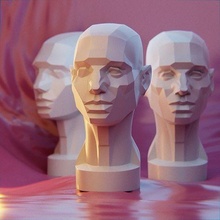detalhado Asaro cabeças simétrico assimétrico aviões sombreamento arte esculpir estatueta 3d modelo malha manequim figura cabeça estátua esculturas 3d print model - Mito3D